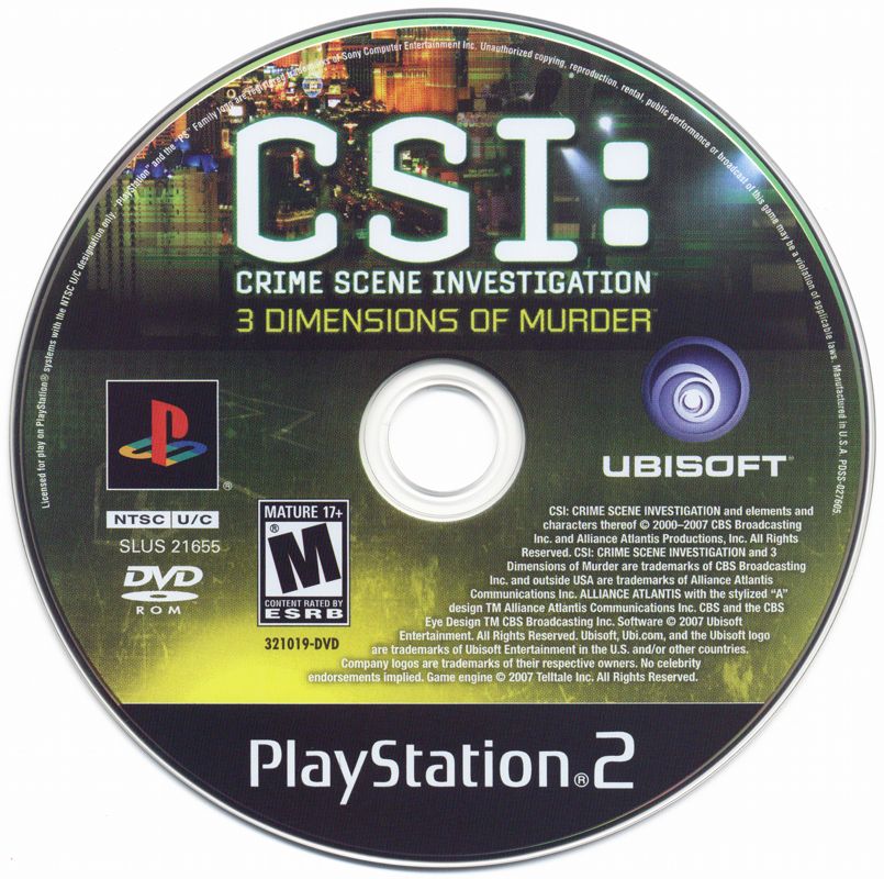 Media for CSI: Crime Scene Investigation - 3 Dimensions of Murder (PlayStation 2)