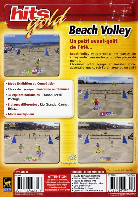 Back Cover for Beach Volley (Windows) ("Hits Gold" release (Anuman 2007))