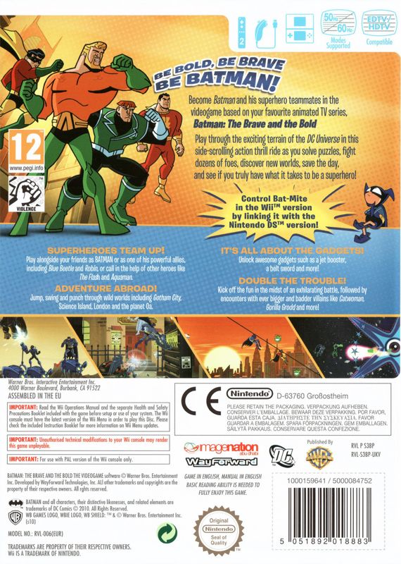 Back Cover for Batman: The Brave and The Bold - The Videogame (Wii)