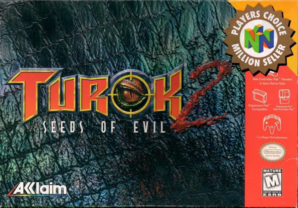 Front Cover for Turok 2: Seeds of Evil (Nintendo 64) (Players Choice Edition)