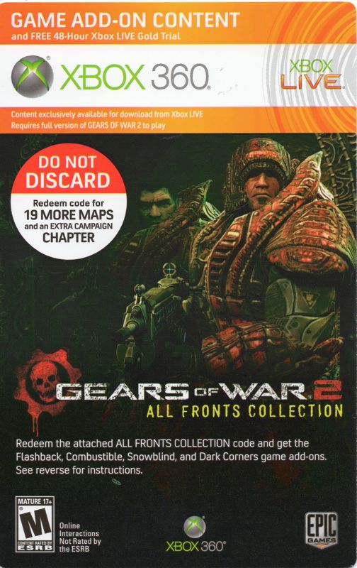 Other for Gears of War: Triple Pack (Xbox 360): Gears of War 2: All Fronts Collection download card