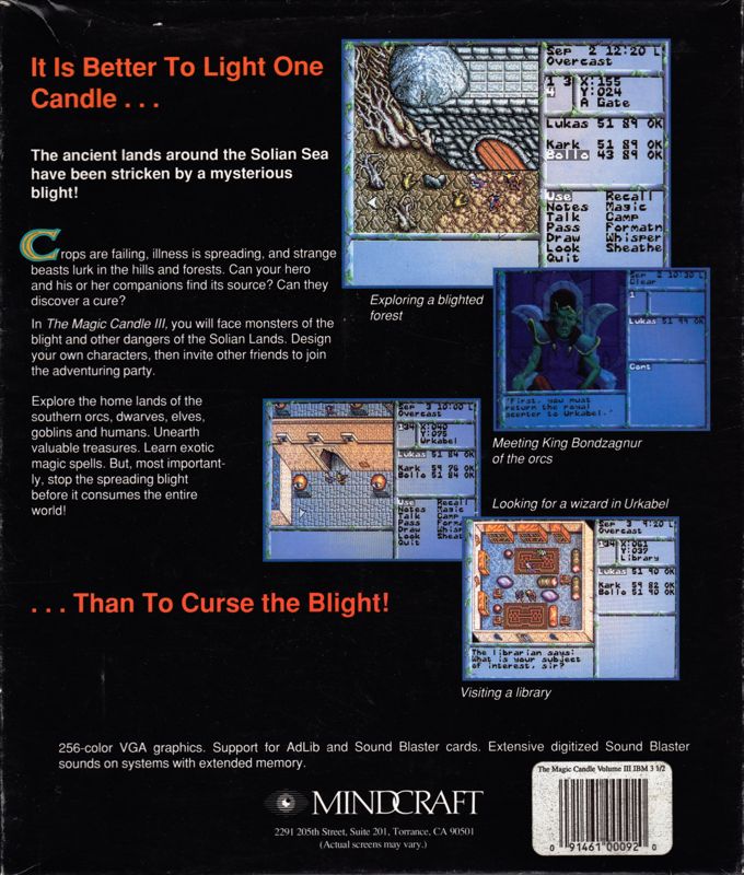 Back Cover for The Magic Candle III (DOS)
