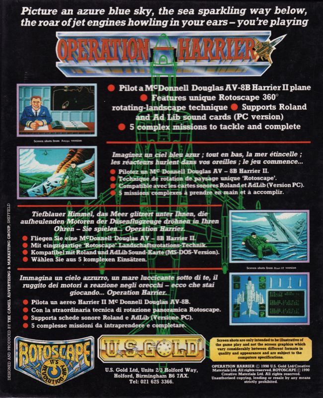 Back Cover for Operation Harrier (Atari ST)