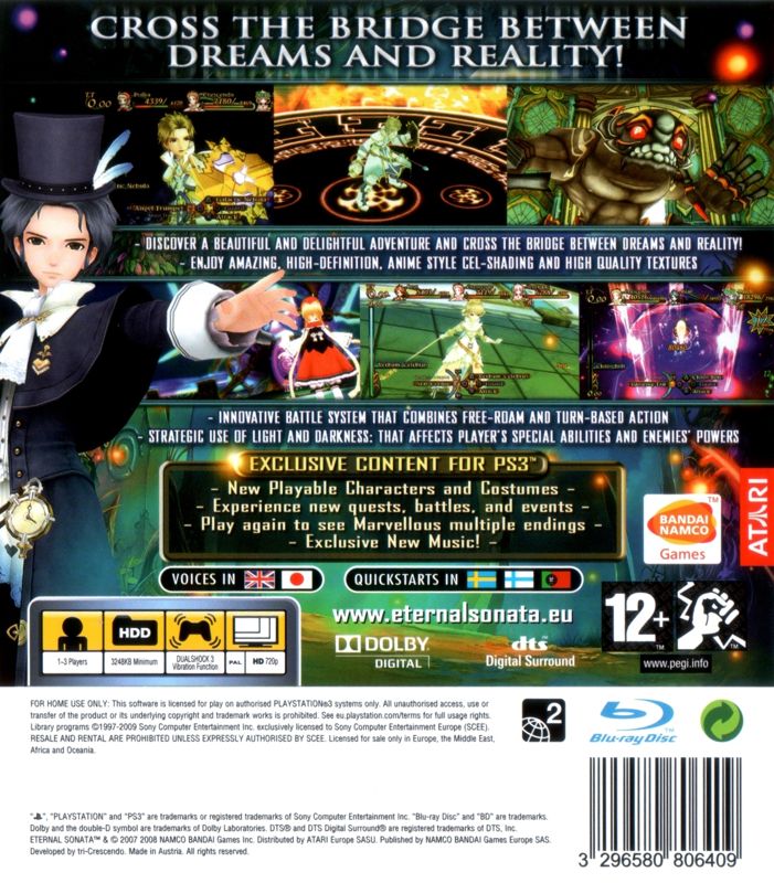 Back Cover for Eternal Sonata (PlayStation 3)