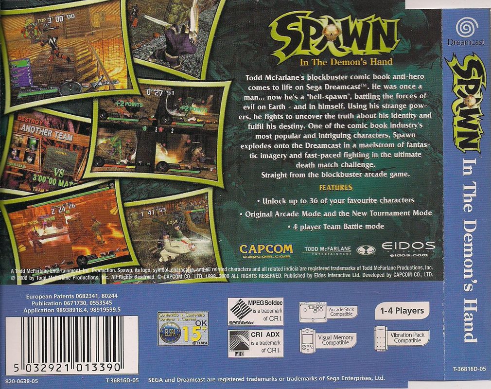 Back Cover for Spawn: In the Demon's Hand (Dreamcast)