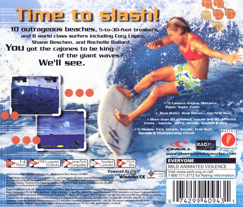 Back Cover for Championship Surfer (Dreamcast)