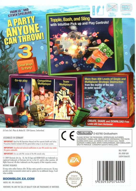 Back Cover for Boom Blox Bash Party (Wii)