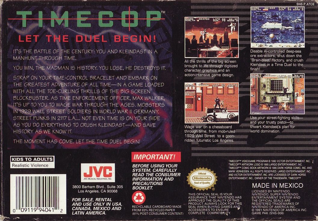 Back Cover for Timecop (SNES)