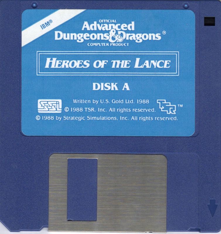 Media for Heroes of the Lance (DOS): Disk A