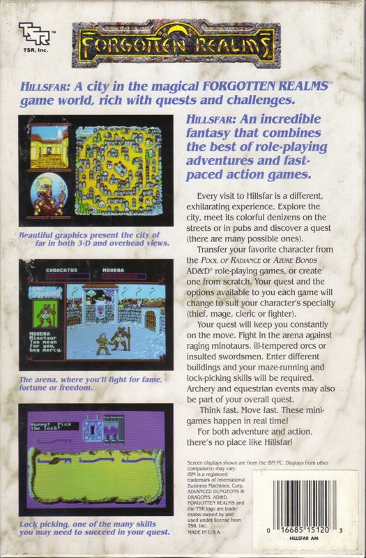 Back Cover for Hillsfar (Amiga)