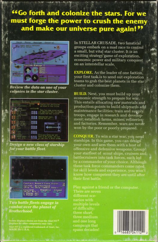 Back Cover for Stellar Crusade (DOS) (Dual Media release)