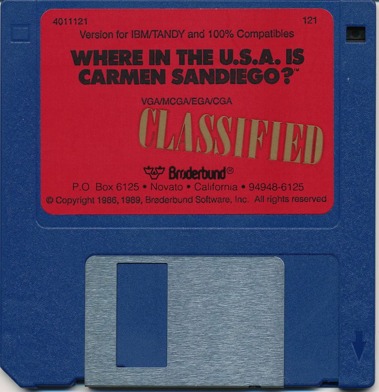 Media for Where in the U.S.A. Is Carmen Sandiego? (DOS) (1989 re-release): 3.5" 720K Disk