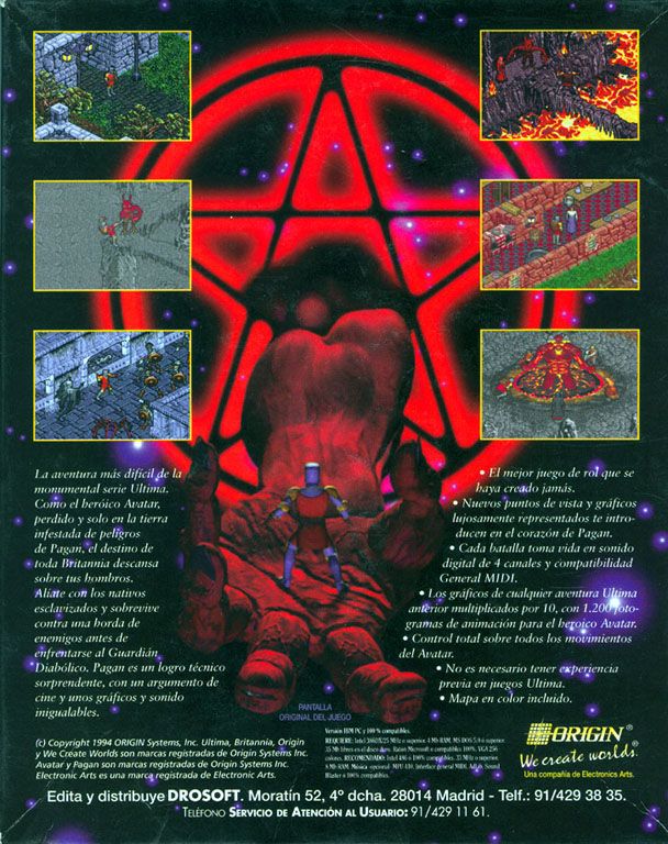 Back Cover for Pagan: Ultima VIII (DOS)