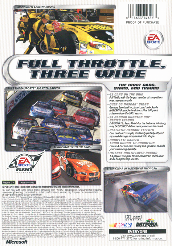 Back Cover for NASCAR Thunder 2002 (Xbox)