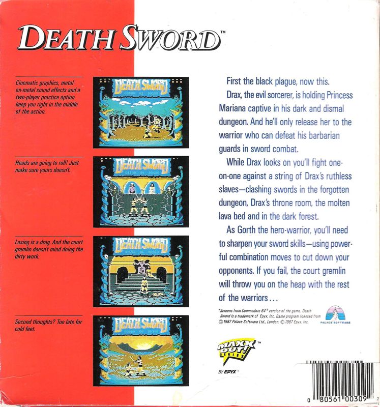 Back Cover for Death Sword (DOS) (Maxx Out Series release)