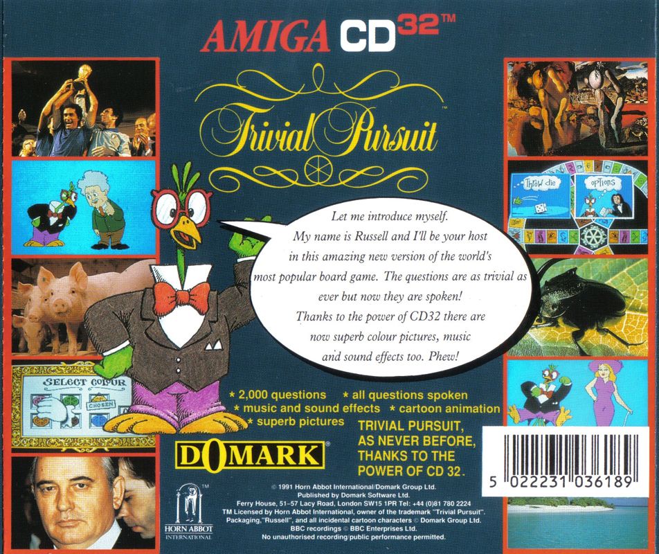 Back Cover for Trivial Pursuit (Amiga CD32)