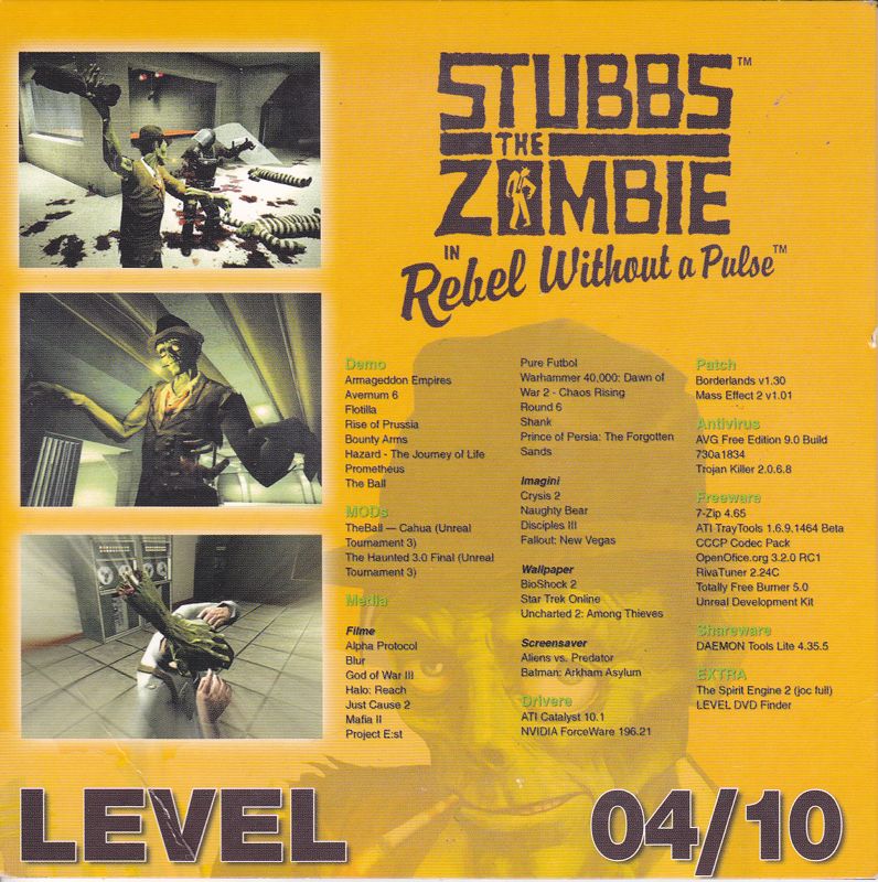 Back Cover for Stubbs the Zombie in Rebel Without a Pulse (Windows) (Level Covermount 05/2010)