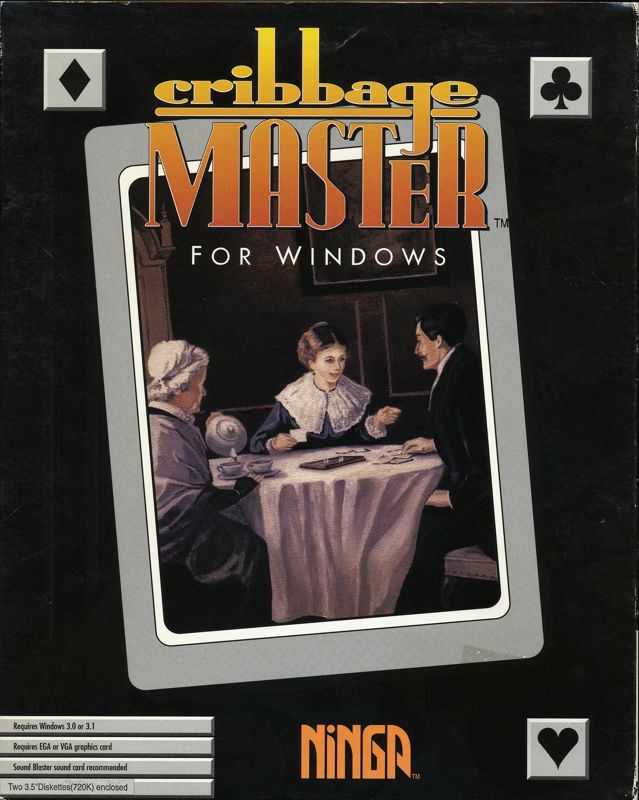 Front Cover for Cribbage Master (Windows 3.x) (This package includes two different versions, one for Win 3.0 and one for Win 3.1)