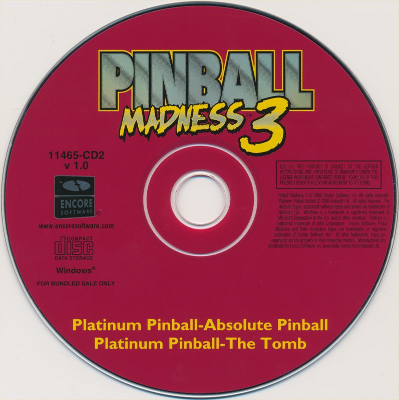 Media for Pinball Madness 3 (Windows): CD2: Platinum Pinball: Absolute Pinball + Platinum Pinball: The Tomb