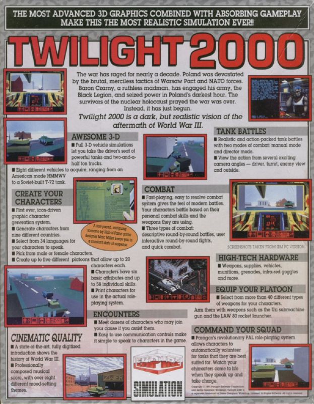 Back Cover for Twilight: 2000 (DOS)