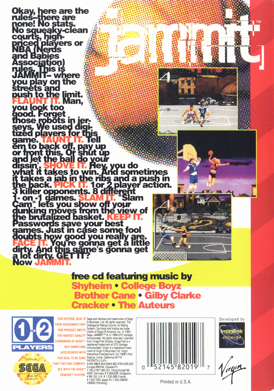 Back Cover for Jammit (Genesis)