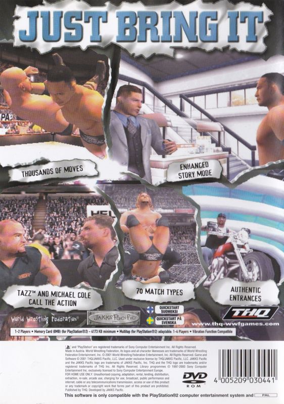 Back Cover for WWF Smackdown! Just Bring It (PlayStation 2)