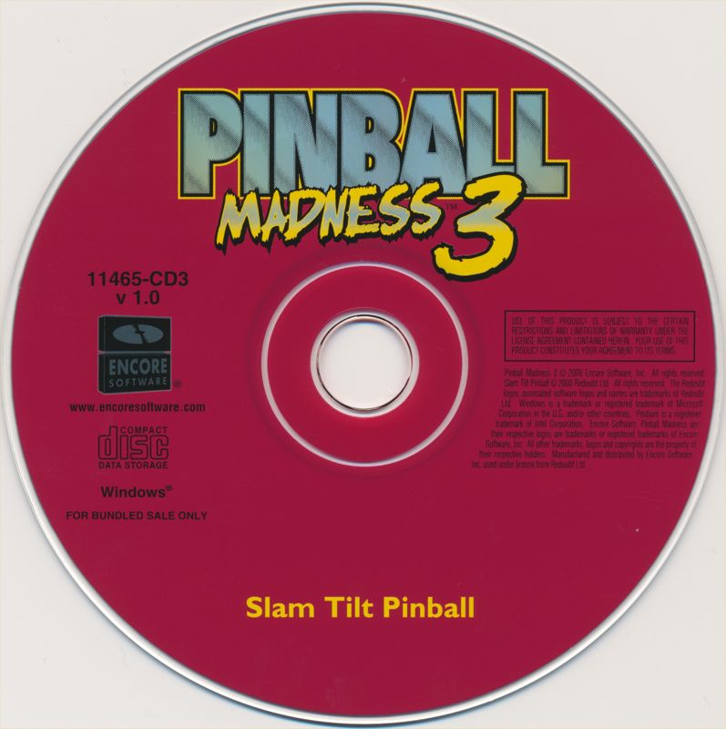 Media for Pinball Madness 3 (Windows): CD3: Slam Tilt Pinball