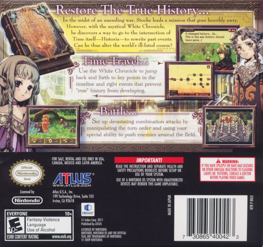 Radiant Historia cover or packaging material - MobyGames