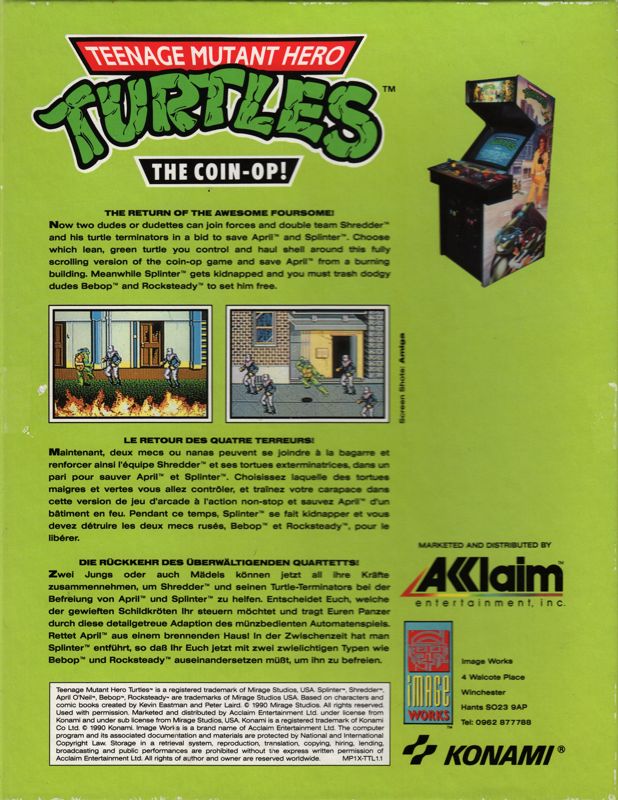 Back Cover for Teenage Mutant Ninja Turtles (Atari ST)