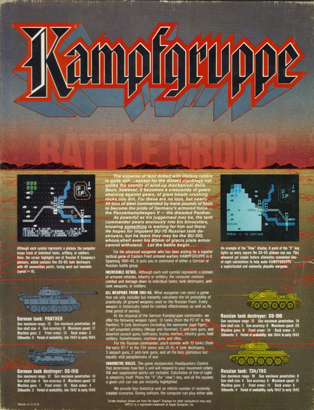Back Cover for Kampfgruppe (Commodore 64)