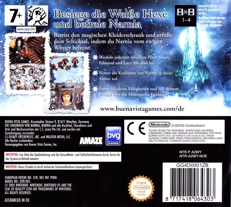 Back Cover for The Chronicles of Narnia: The Lion, the Witch and the Wardrobe (Nintendo DS)
