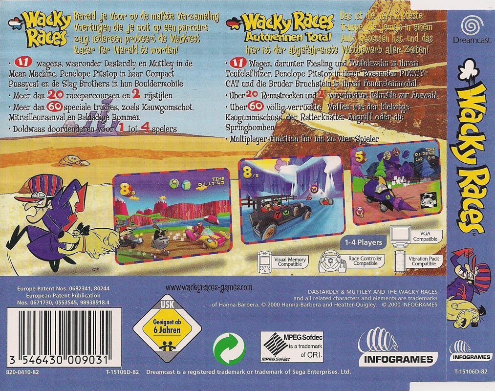 Back Cover for Wacky Races (Dreamcast)