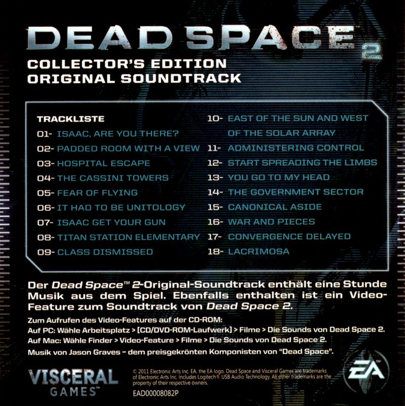 Soundtrack for Dead Space 2 (Collector's Edition) (Windows): Back