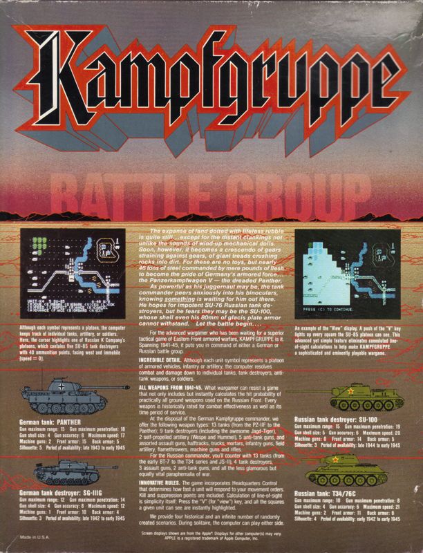 Back Cover for Kampfgruppe (DOS)