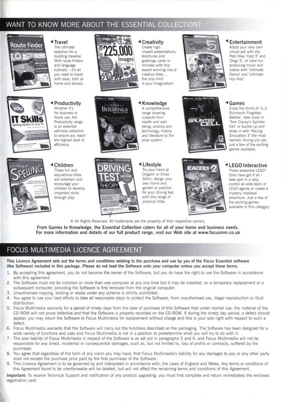 Inside Cover for Tom Clancy's Ghost Recon: Gold Edition (Windows) (Focus Multimedia release): Right side