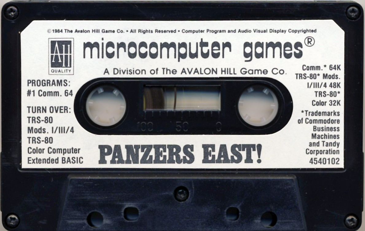 Media for Panzers East! (Commodore 64 and TRS-80 and TRS-80 CoCo)