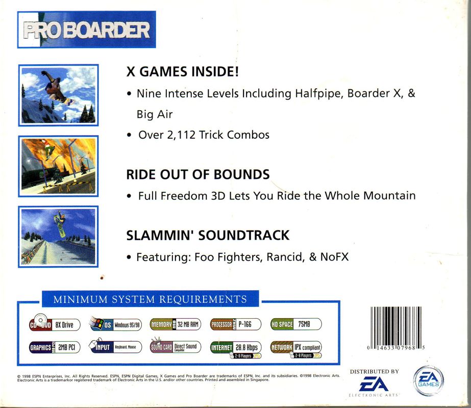 Back Cover for X-Games: Pro Boarder (Windows) (EA Classics release)