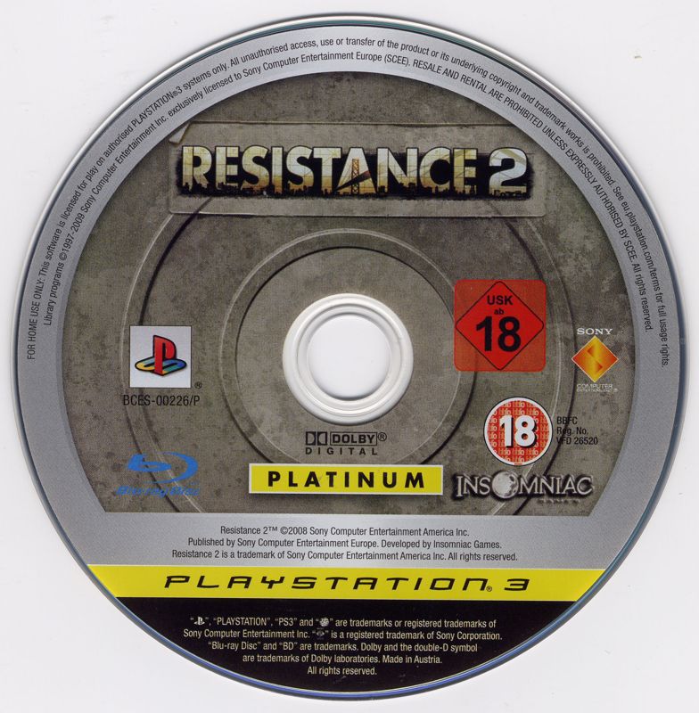 Media for Resistance 2 (PlayStation 3) (Platinum release)