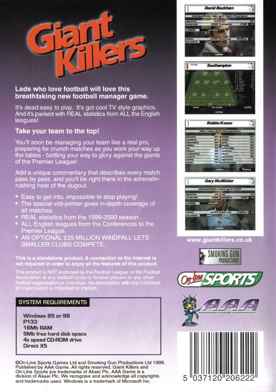 Back Cover for Giant Killers (Windows)