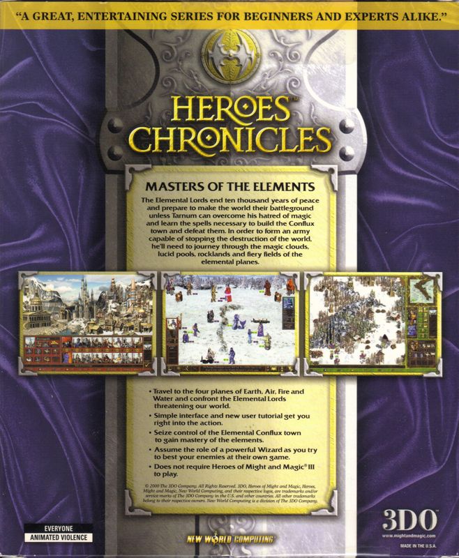 Back Cover for Heroes Chronicles: Masters of the Elements (Windows)