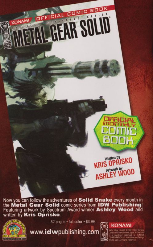 Manual for Metal Gear Solid 3: Snake Eater (PlayStation 2): Back