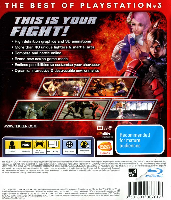 Back Cover for Tekken 6 (PlayStation 3) (Essentials release)