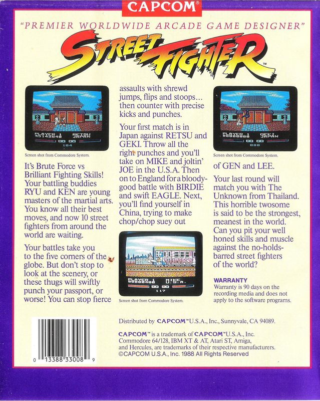 Back Cover for Street Fighter (DOS)