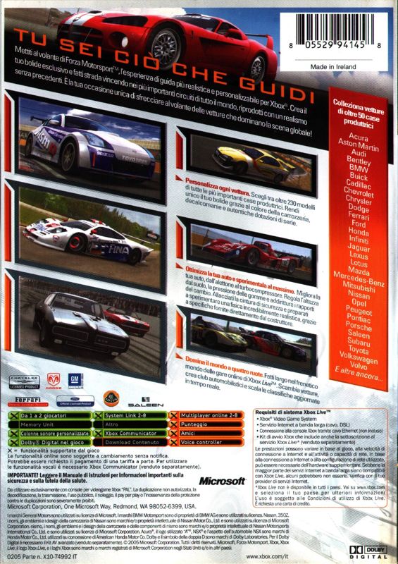 Back Cover for Forza Motorsport (Xbox)