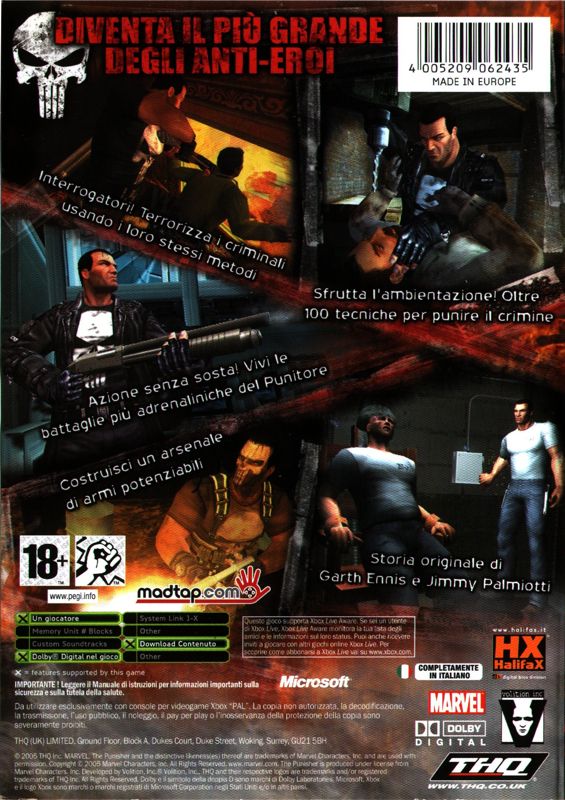 Back Cover for The Punisher (Xbox)