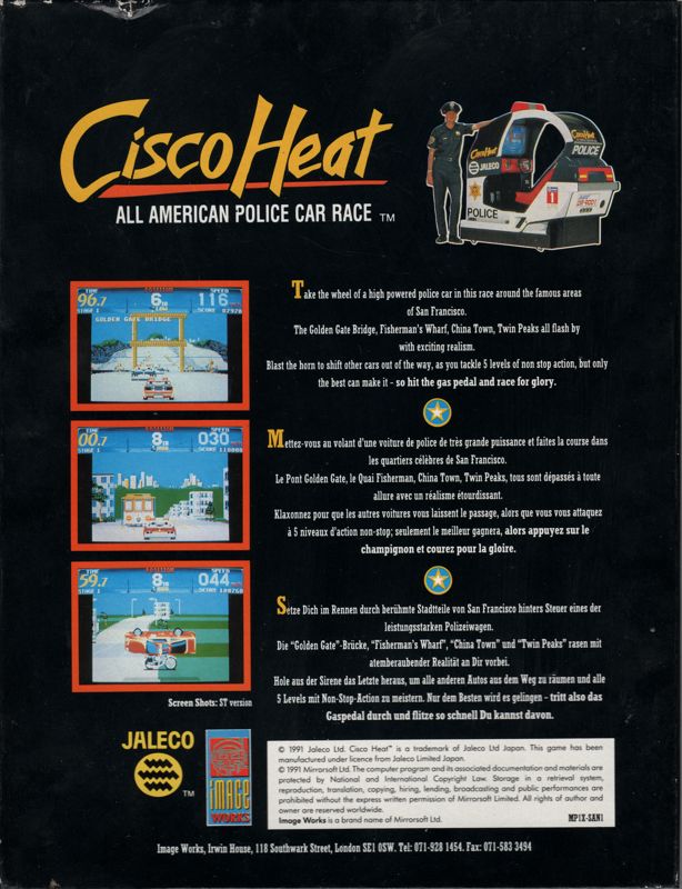 Back Cover for Cisco Heat: All American Police Car Race (Atari ST)