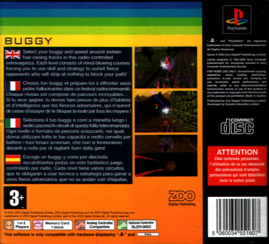 Back Cover for Team Losi RC Racer (PlayStation) (Zoo Classics release)