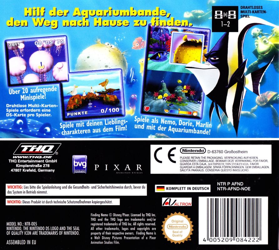 Back Cover for Finding Nemo: Escape to the Big Blue (Nintendo DS)