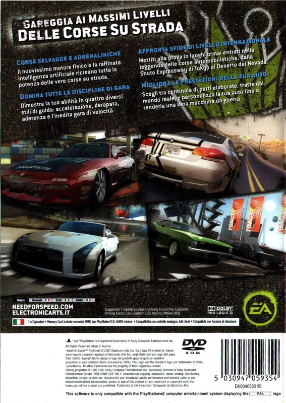 Back Cover for Need for Speed: ProStreet (PlayStation 2)