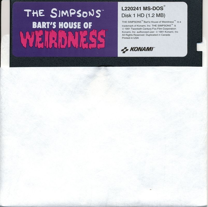 Media for The Simpsons: Bart's House of Weirdness (DOS) (5.25" floppy release): Disk 1/2